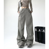 Taooba party outfit  Gray Y2K Parachute Pants Women Spring Summer High Street Hip Hop Oversize Pockets Cargo Trousers American Baggy Wide Leg Pants