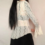 Taooba Christmas Gift outfit  - Fairycore Lace Patchwork Flare Sleeve Blouse