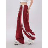 Taooba party outfit  Summer Harajuku Baggy Sweatpants Women Hip Hop Style Y2k Streetwear Wide Striped Joggers Oversized Female Red Sports Trousers