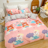 Taooba-Cute Rubbit Bedding Sets Girls Boys Bed Linen Duvet Cover Flat Sheet Pillowcase Home Use Winter King Single Full Size Set 2022