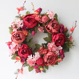 Taooba Artificial Peony Wreath Garland Rattan Home Decor Wedding Wreath Flower Home Door Decoration Wedding Centerpieces for Tables