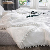 Taooba-Summer Quilt Solid Color Air Condition Comforter with little white Pompons Thin Throw Blanket many colours bedding free #s