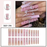 Taooba Christmas nail 24Pcs Artifical False Nails with Glue Fake Nail Tips with Heart Designs Detachable Press on Nails XLong Finished False Nails tip