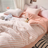 Taooba Christmas Gift Ins Style Bedding Set Duvet Cover  Wash Cotton Stripe Summer Soft Cool Summer Bed Sheet Set Comforter Set Quilt Cover