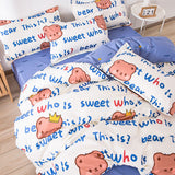 Taooba-Cute Rubbit Bedding Sets Girls Boys Bed Linen Duvet Cover Flat Sheet Pillowcase Home Use Winter King Single Full Size Set 2022