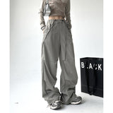 Taooba party outfit  Gray Y2K Parachute Pants Women Spring Summer High Street Hip Hop Oversize Pockets Cargo Trousers American Baggy Wide Leg Pants