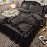 Taooba Christmas Gift Luxury Black Princess Bedding Sets Kawaii Bed Skirt Sheet Pillowcase Fashion Girl Duvet Cover 4 Pieces Home Decoration