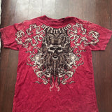 Taooba 2000s Red Sustainable Cotton Mens T Shirt Retro Affliction Double Eagle Chain American Couple Men And Women High Street T shirt