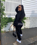 Diamonds Tracksuit 2 Piece Set Women Oversize Hoodies Sweatshirt Sweatpants Joggers Sport Pant Suits Femme Outfits Sweatsuits