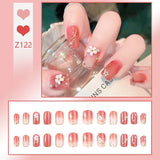 Taooba 24pcs/box Fake Nails Press on Reusable with Designs Set French Artificial Aurora Diamond False Tipsy Stick-on Nails Tips Art