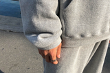 Taooba  No. 3135 GRAY KNITTED HOODIE AND WIDE SWEATPANTS (TOP & BOTTOM)