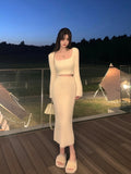 Taooba  party look inspos Autumn Sweater Knitted Suits Female Elegant 2 Piece Skirt Sets Korean Fashion Even Party Y2k Mini Dress Office Lady Short Skirts