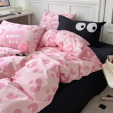 Taooba Christmas Gift INS Gradual Cream Pink Green Bedding Set Floral Duvet Cover Pillowcase Kawaii Bed Sheet Quilt Cover Single Queen King Size