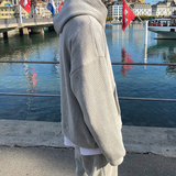 Taooba  No. 3135 GRAY KNITTED HOODIE AND WIDE SWEATPANTS (TOP & BOTTOM)