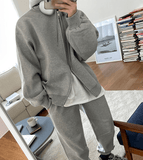 Taooba-4091 GRAY ZIP-UP HOODIE & SWEATPANTS (TOP & BOTTOM)