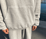 Taooba-3135 GRAY KNITTED HOODIE AND WIDE SWEATPANTS (TOP & BOTTOM)