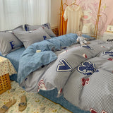 Taooba-3/4pcs Duvet Cover Set Queen Size Geometric Bedding Ser for Kids Boys and Girls Polyester Print Quilt Cover Bed Soft Reversible