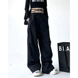 Taooba party outfit  Gray Y2K Parachute Pants Women Spring Summer High Street Hip Hop Oversize Pockets Cargo Trousers American Baggy Wide Leg Pants