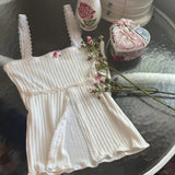 Taooba Christmas Gift outfit -Maemukilabe Fairy Grunge Clothes Y2K Bow Knitted Crop Top Lace Trim Off Shoulder Short Sleeve T Shirt Women Kawaii Sweet Tees