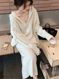 Taooba  party look inspos 2 Piece Women Knitted Sweater Suits Winter Fashion Korean Blouses Tops and Skirt Set Casual Elegant Female Hoodies Outfits 2025