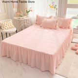 Taooba Christmas Gift Princess Style Korean Bed Skirt Bed Sheet Embroidered Ruffle Lace Quilt Cover Ins Bedding For Girls Luxury Home Textiles