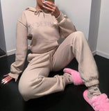 Diamonds Tracksuit 2 Piece Set Women Oversize Hoodies Sweatshirt Sweatpants Joggers Sport Pant Suits Femme Outfits Sweatsuits