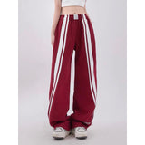 Taooba party outfit  Summer Harajuku Baggy Sweatpants Women Hip Hop Style Y2k Streetwear Wide Striped Joggers Oversized Female Red Sports Trousers