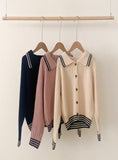 Taooba Christmas Gift outfit -Contrast Collar Cardigan