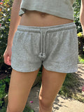 Taooba Christmas Gift outfit -Y2K Low Rise Sweat Shorts Women 2024 Summer Low Waist Wide Leg Mini Shorts Casual Basic Drawstring Lounge Shorts