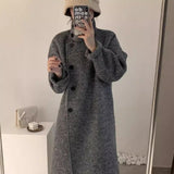 Taooba Christmas Gift outfit  birkenstock clogs outfit fall 2024 New Korean Style Stand Collar Single-Breasted Double-Sided Cashmere Coat Mid-Length Autumn and Winter Thickened Wool Coat for Women