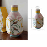 Taooba Ceramic Vase Nightingale and Rose Art Homestay Ornaments Pastoral Flowers Birds Home Decoration Living Room Desktop Office Vase