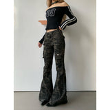 Taooba party outfit  Women Y2k Cargo Jeans Baggy Harajuku Aesthetic Camouflage Denim Trousers Low Waist Wide Jean Pants Vintage 2000s Trashy Clothes