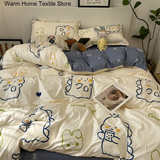 Taooba Christmas Gift Pastoral Ins Floral Bedding Set Girls Twin Queen Size Duvet Cover Flat Sheet Pillowcase Bed Linen Kids Adult Simple Home Textile