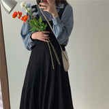 Taooba Christmas Gift outfit  Sleeveless Dress Women Korean Black Sexy Female Long Dresses Chic All-match Newly Simple Temperament Elegant Pure Teenagers Ins