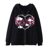 Taooba Christmas Gift outfit  Oversized Hoodie Women Streetwear Gothic Style Zipper Cardigan Long Sleeve Winter Hoodie Fashion Harajuku Tops Women Sweatshirt