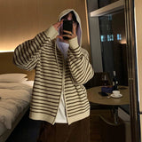 Taooba No. 11238 KNITTED ZIP-UP STRIPED HOODIE