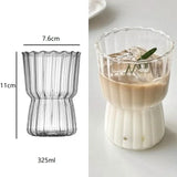 Taooba Stripe Glass Coffee Mugs Large Capacity Tumbler Milk Juice Water Cup with Handle Transparent Mug Dessert Breakfast Cup Drinkware