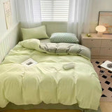 Taooba Christmas Gift INS Gradual Cream Pink Green Bedding Set Floral Duvet Cover Pillowcase Kawaii Bed Sheet Quilt Cover Single Queen King Size