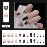 Taooba fine hood black men Autumn and Winter Dark Wear Nail Pearl Bow Elegant Sweet Cool Girl Nail Beauty Piece White Nails