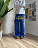 Taooba Hip-hop Harajuku Retro Trendy Oversized Striped Sweatpants Men Punk Style Letter Baggy Straight Casual Pants Y2K Streetwear