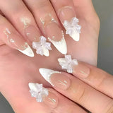 Taooba Christmas nail 24Pcs Short Round Head Almond Fake Nails with Flowers Grass Pattern Wearable False Nails Tips Summer Full Cover Press on Nails