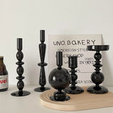 Taooba Black Candle Holder Home Decor Candlesticks Living Room Modern Decoration Glass Vase Bookshelf Decor Candle Stick Holder