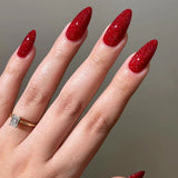 Taooba 24Pcs Short Almond Red White Gradient False Nails with Spider Design Wearable Oval Fake Nails Detachable Press on Nails Manicure