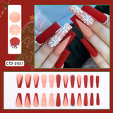 Taooba Christmas nail 24Pcs Medium Long Acrylic Fake Nails Removable French Fake Nails Wearing False Nails Set Full Cover Ballet Press On Nail Tips&7Y