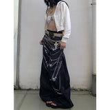 Taooba party outfit  Women Black Gothic Print Jeans Baggy Vintage 90s Aesthetic Cowboy Pants Harajuku Denim Trousers Y2k Trashy 2000s Clothes 2024