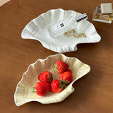 Taooba Cream Ceramic Shell Plate Jewelry Display Storage Trays Kitchen Tableware Decorations Home Storage Organization Fruit Salad Dish