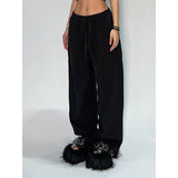 Taooba party outfit  Spring Casual Gray Aesthetics Sweatpants Women Wide Leg Black Joggers Classic Baggy Streetwear Female Oversized Sports Trousers