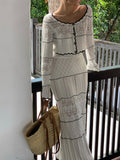 Taooba Christmas Gift outfit -Contrast Binding Knit Cardigan+Skirt