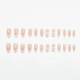 Taooba Christmas nail 24pcs White French Nails Press Ons Short Almond Fake Nails with 3D Love Bow Design Detachable Nail Fake Full Cover Nail Tips