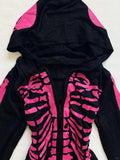 Taooba party outfit  Pink Skull Graphic Hoodie Zip-up Y2k Women High Street Punk Vintage Clothes Winter Hooded Grunge Gothic New Hoodies 2024 Hoody